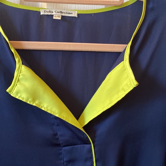 Navy satin pajama style top - Picture 2 of 4